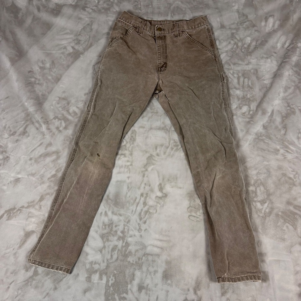 Carhartt Mens Brown Duck Canvas Carpenter Work Pants Straight Leg 28x28 Vintage